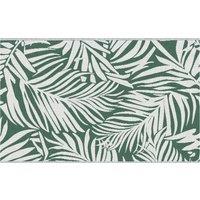 Outsunny Reversible Outdoor RV Rug, 1.5 x 2.4m Patio Floor Mat for Garden, Deck, Beach, Camping, Green Leaves, Green and White