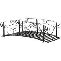 Outsunny 184cm Metal Arch Garden Garden Bridge, Safety Siderails, Arc Footbridge for Garden Creek, Stream, Pond, Black