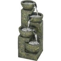 Outsunny Garden Water Feature Waterfall Fountain with 4-Tier Stone Look Bowls, Adjustable Flow, Black and Yellow Aosom UK