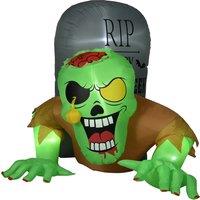 HOMCOM 5FT Halloween Inflatables Ghost and Tombstone, Blow Up Outdoor Halloween Decorations with Build-in LED Lights for Garden, Lawn, Party
