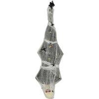 HOMCOM 4.7ft Life Size Outdoor Halloween Decoration Hanging Mummy with Spider Web, Animated Prop Decor with Sound and Motion Activated, Light Up Eyes, Howling Sound, Posable Arms, Moving Body