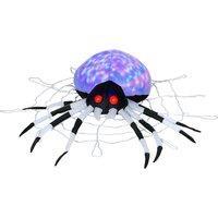 HOMCOM 5FT Long Halloween Inflatable Spider, Hanging Giant Spider with Colourful LED Light, Blow-Up Outdoor LED Garden Display for Lawn, Party