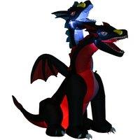 HOMCOM 7FT Tall Halloween Inflatable Dragon with 2 Heads and LED Lights, Blow Up Halloween Party Decoration for Indoor Outdoor Yard Lawn Garden