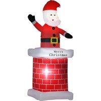 HOMCOM 7ft Christmas Inflatable Santa Claus from Chimney, Blow-Up Outdoor LED Garden Display for Lawn, Party