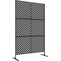 Outsunny 6.5FT Decorative Outdoor Divider, Metal Privacy Screen with Stand, Triangle Style, Black