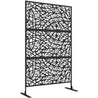 Outsunny Metal Decorative Privacy Screen Outdoor Divider, Black Twisted Lines