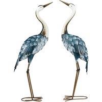 Outsunny Crane Garden Ornaments, 2 PCS Garden Statue Set, Steel Garden Gifts for Patio Pond Landscape Decoration, Multi-Colour Aosom UK