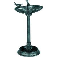Outsunny 81cm Tall Bird Bath with 2 Decorative Birds, Vintage Style Birdbath with Flower Planter Base, Bird Bath Bowl for Garden, Green
