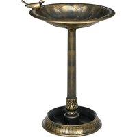 Outsunny 72cm Tall Antique Bird Bath for Garden, Vintage Style Birdbath with Bird Decoration and Flower Planter Base, Bronze Tone