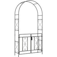 Outsunny Outdoor Garden Arch with Double Gates, Metal Garden Arbor for Climbing Plants, Roses, Vines, 114L x 36W x 232Hcm, Black