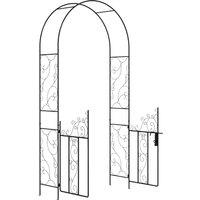 Outsunny Outdoor Garden Arch with Double Gates, Metal Garden Arbor for Climbing Plants, Wedding Arch for Outdoor, 125L x 38W x 227Hcm, Black