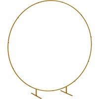 Outsunny 222cm Gold Tone Backdrop Stand, Round Metal Wedding Arch for Birthday Party, Bridal Shower, Graduation, Ceremony