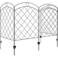 Outsunny Steel Garden Fence Panels: Decorative Picket Fencing for Outdoor Installation, Set of 4, Black Aosom UK
