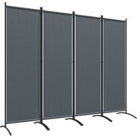 Outsunny 4 Panel Folding Garden Divider, 1.7m Privacy Screen with Wide Feet, Portable Freestanding Privacy Panel for Deck, Pool, Hot Tub, Dark Grey