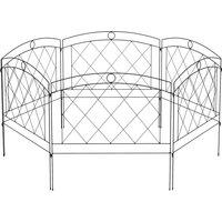Outsunny Decorative Garden Fencing: Stylish Metal Picket Panels for Outdoor Borders, Easy Installation, Set of 6, Ebony Black Aosom UK
