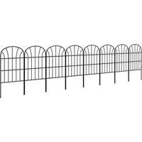 Outsunny Metal Decorative Outdoor Picket Fence Panels Set of 8, Black