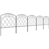 Outsunny 3m Decorative Metal Garden Fence - Diamond and Swirl Pattern Aosom UK