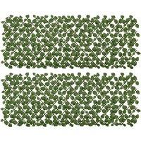 Outsunny Set of 2 Expandable Artificial Trellis Hedges Realistic Leaf Privacy Screen, 2 x 1 m