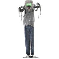 HOMCOM 210cm 83" Skeleton Werewolf Outdoor Halloween Decoration, Halloween Animatronic with Sound Activated, Light Up Eyes, Sound Effects Aosom UK