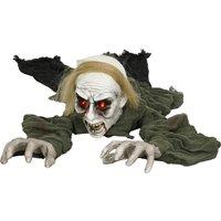 HOMCOM 167 cm Outdoor Halloween Decoration Crawling Zombie, Animated Prop Decor with Sound Activated, Light Up Eyes