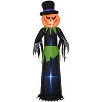 Outsunny 8FT Tall Halloween Inflatable Pumpkin Ghost in A Hat, Blow-Up Outdoor Halloween Decoration with LED Lights for Party Aosom UK