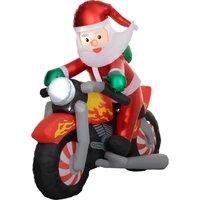 Outsunny Inflatable Santa with IP44 Rated Polyester Shell Is Safe In Mild Rain, 5.6ft Inflatable Santa Claus Motorcycle Decoration Aosom UK