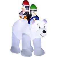 Outsunny 6.4FT Christmas Inflatable Two Penguins Riding on Polar Bear, Christmas Blow Up Outdoor LED Display for Garden Party Aosom UK