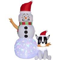 Outsunny 6.2FT Christmas Inflatable Snowman with Dog, Christmas Blow Up Outdoor LED Display for Garden Party Aosom UK