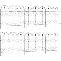 Outsunny Decorative Garden Fencing, 16PCs 44in x 25ft Outdoor Picket Fence Panels, Rustproof Metal Wire Landscape Flower Bed Border Edging, Black