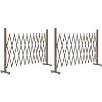 Outsunny Set of 2 Expanding Garden Fencc, Aluminium Freestanding Foldable Picket Fence, 300cmx103.5 cm, Dark Brown