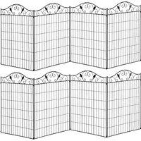 Outsunny Set of 2 Decorative Garden Fence, 8 Panels Metal Picket Fence, Versatile Shapes for Patio Lawn, 365cm x 112cm, Black