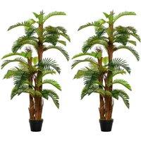Outsunny Set of 2 Artificial Plant Tropical Palm in Pot, Fake Plants for Home Indoor Outdoor Decor, 150cm, Green Aosom UK