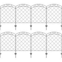 Outsunny Decorative Garden Fencing, 43in x 11.4ft Picket Fence Panels, 8PCs Rustproof Steel Wire Landscape Flower Bed Border Edging Aosom UK