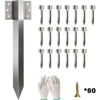 Outsunny 20 Pack Railway Sleeper Brackets, 41 cm Heavy Duty Galvanised Steel Sleeper Stakes with Screws and Gloves