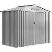 Outsunny 7 x 4ft Lockable Metal Garden Tool Storage Shed Storage - Light Grey