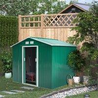 Outsunny Lockable Garden Shed Large Patio Tool Metal Storage Building Foundation Sheds Box Outdoor Furniture (9 x 6 FT, Green) Aosom UK