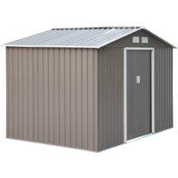Outsunny 9 x 6 ft Metal Garden Storage Shed Sloped Roof Tool House with Foundation Ventilation &