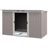 Outsunny Corrugated Garden Metal Storage Shed Outdoor Equipment Tool Box with Kit Ventilation Doors 9x 4FT Light Grey