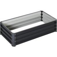 Outsunny Galvanised Raised Garden Beds: Outdoor Herb & Vegetable Planters for Patio, Backyard & Balcony, Grey Aosom UK