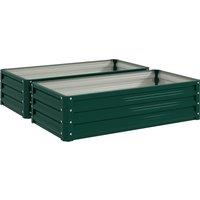 Outsunny Set of 2 Raised Beds for Garden, Galvanised Outdoor Planters for Herbs Vegetables, Use for Patio Balcony, Green
