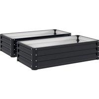 Outsunny Set of 2 Raised Beds for Garden, Galvanised Outdoor Planters for Herbs Vegetables, Use for Patio Balcony, Grey