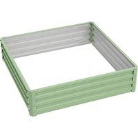 Outsunny Square Raised Garden Bed Box with Weatherized Steel Frame for Vegetables, Flowers, & Herbs, 120 x 120 x 30cm, Light Green
