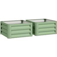 Outsunny Set of Two 60 x 60cm Steel Planter Boxes - Light Green