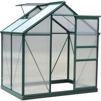 Outsunny Clear Polycarbonate Greenhouse Large Walk-In Green House Garden Plants Grow Galvanized Base Aluminium w/ Slide Door (6ft x 4ft) Aosom UK