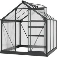 Outsunny 6 x 6ft Polycarbonate Walk-In Greenhouse with Slide Door & Window, Aluminium Frame for Garden Plants, Clear Aosom UK