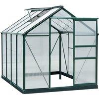 Outsunny Large Walk-In Greenhouse Aluminium Frame Greenhouse Garden Plants Grow Galvanized Base w/ Slide Door, 6 x 8 ft