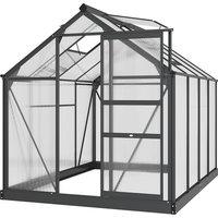 Outsunny Clear Polycarbonate Greenhouse Large Walk-In Green House Garden Plants Grow Galvanized Base Aluminium Frame with Slide Door, 6 x 8ft