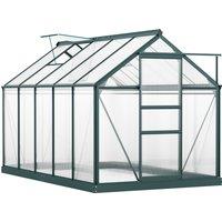 Outsunny Aluminium Frame Greenhouse Large Walk-In Greenhouse Garden Plants Grow Galvanized Base w/ Slide Door (10ft x 6ft) Aosom UK