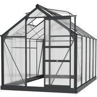 Outsunny Large Walk-In Greenhouse, Polycarbonate with Galvanised Base, 6 x 10ft, Aluminium Frame