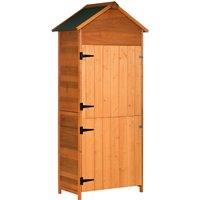 Outsunny Garden Storage Shed with 3 Shelves, Wooden Garden Storage, Utility Gardener Cabinet, Lockable Double Doors, 8 x 5 m Aosom UK